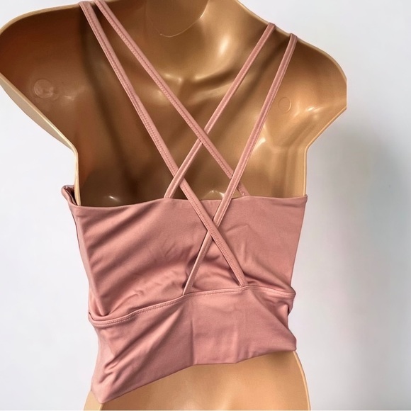 Blush Pink Sports Bra Tank with Criss Cross Straps - Picture 3 of 3